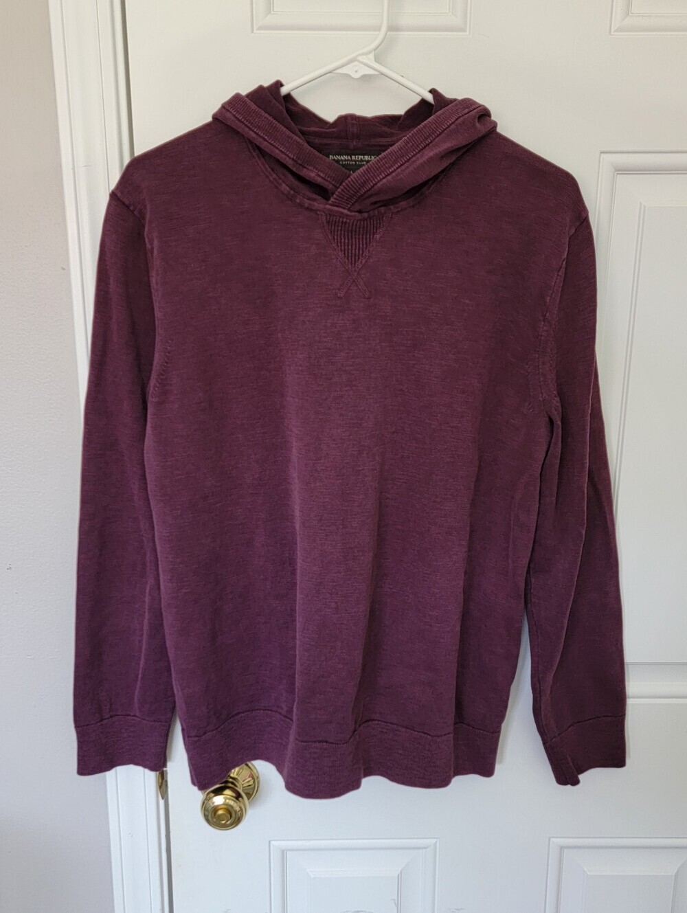 Banana Republic Men's Cotton Slub Hoodie Sweatshirt Maroon Burgandy Size Large